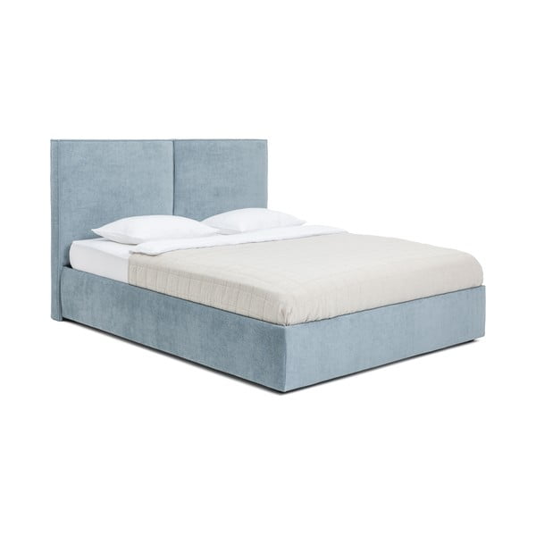 Letto matrimoniale imbottito blu con contenitore, materasso e rete inclusi 180x200 cm Thessa Bold – Bonami Selection