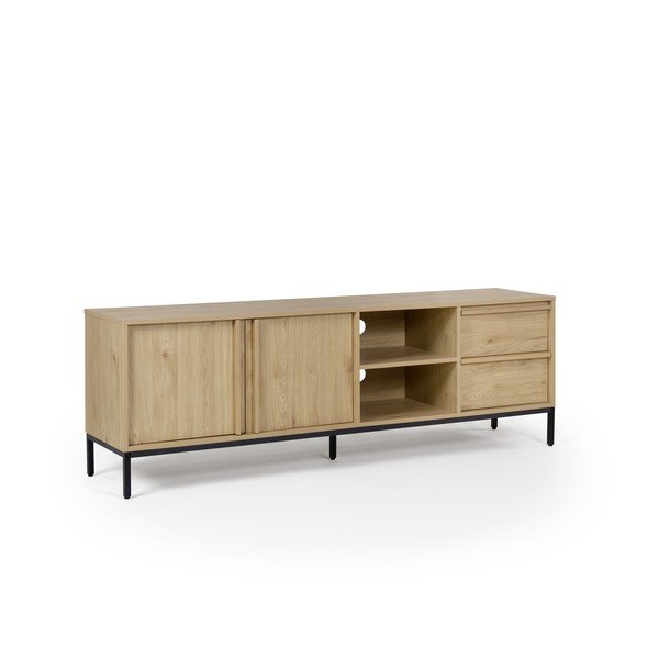 Mobile TV di colore naturale con effetto rovere 180x59x40 cm Luc – Marckeric-image-4