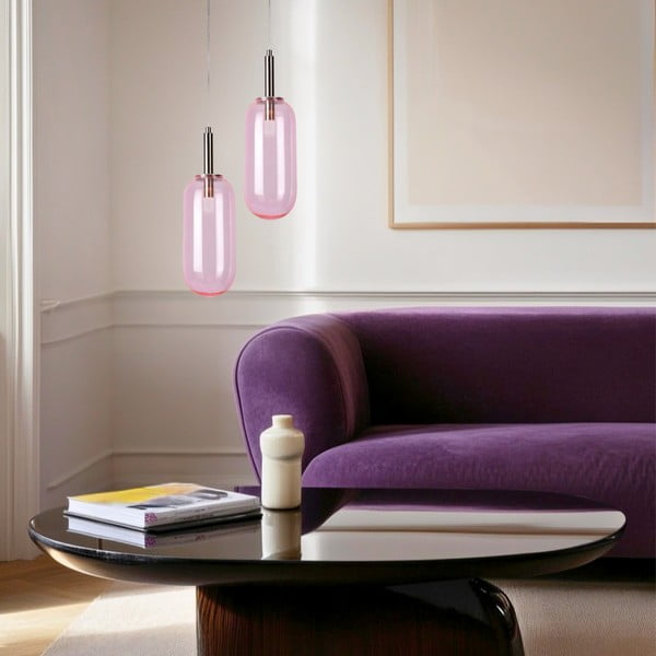 Lampadario LED viola con paralume in vetro ø 13 cm Fiuggi – Candellux Lighting-image-1