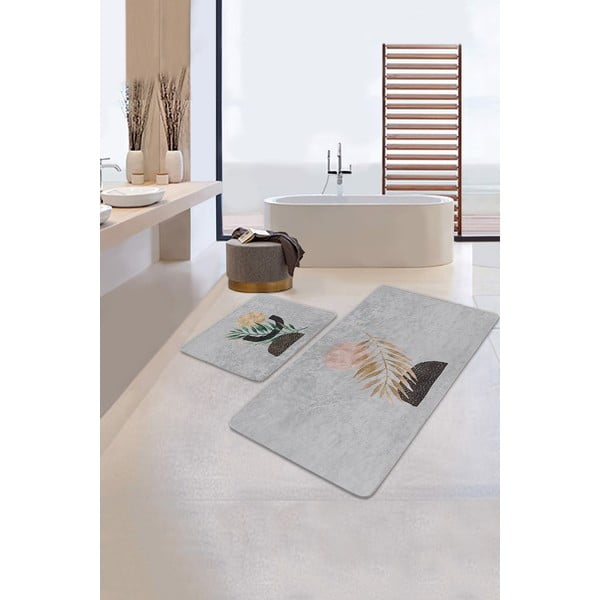 Tappetini da bagno grigi in set da 2 100x60 cm - Minimalist Home World-image-3