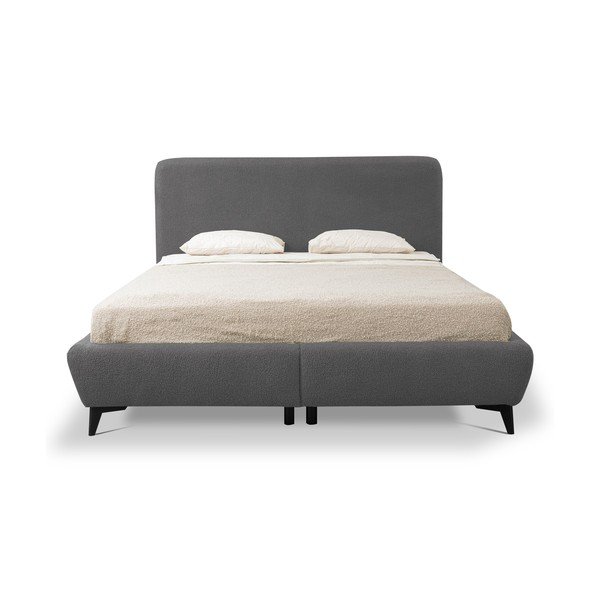 Letto matrimoniale imbottito grigio scuro con contenitore con rete inclusa 140x200 cm Makapu – Makamii-image-3