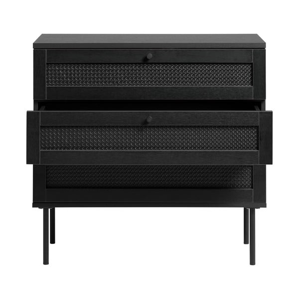 Cassettiera bassa nera in rovere 80x75 cm Pensacola - Unique Furniture-image-3