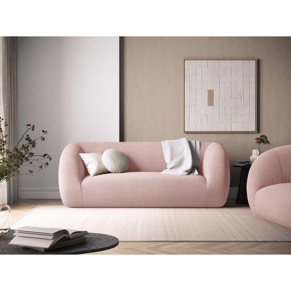 Divano bouclé rosa chiaro 210 cm Essen - Cosmopolitan Design-image-1