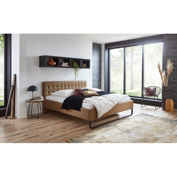 Letto matrimoniale imbottito marrone chiaro rete non inclusa 180x200 cm Lambada – Meise Möbel-image-1