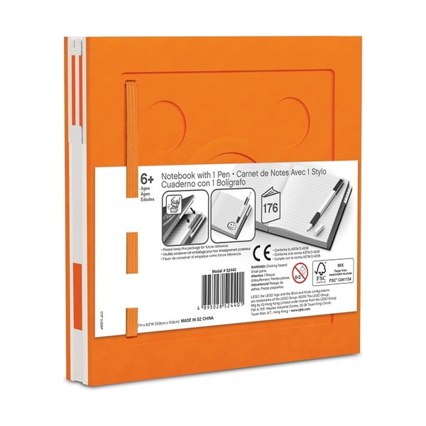 Quaderno quadrato arancione con penna gel , 15,9 x 15,9 cm - LEGO®-image-2