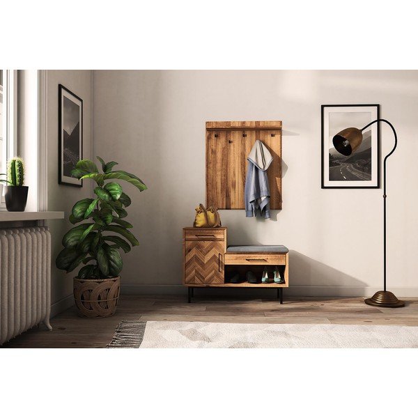 Scarpiera in rovere grigio/naturale con panca Abies - The Beds-image-1