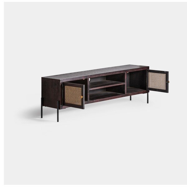 Tavolo TV in legno di abete di colore nero-naturale 150x50 cm Kenia - Burkina-image-2