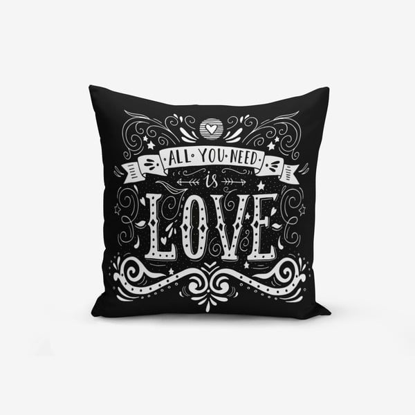 Federa in misto cotone Black Love, 45 x 45 cm - Minimalist Cushion Covers