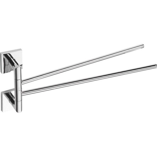 Porta asciugamani doppio in ottone argentato X-Square - Sapho