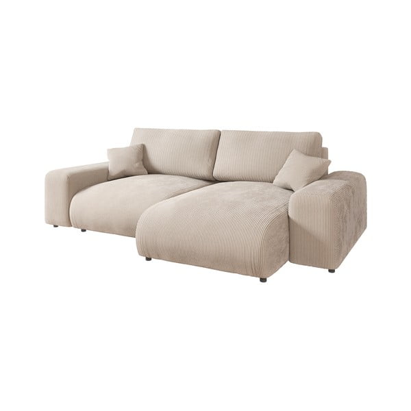 Divano angolare variabile in velluto a coste beige Justin - Ropez-image-2