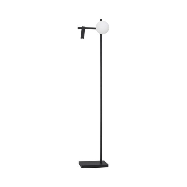 Lampada da terra LED bianca/nera in metallo con paralume in vetro con struttura flessibile (altezza totale 150 cm) Joline – Nova Luce