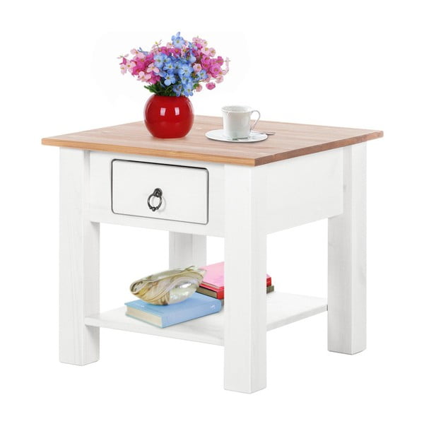 Tavolino in pino bianco con piano Klein naturale Inga - Støraa-image-1