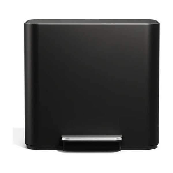 Cestino per la spazzatura nero opaco in acciaio per raccolta differenziata/con pedale 15 l Dual Mini – simplehuman-image-3