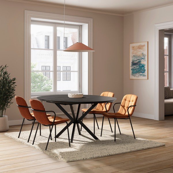 Sedia da pranzo color terracotta imbottito con braccioli Angie – Marckeric-image-4