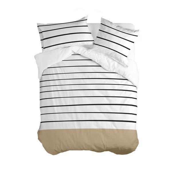 Copripiumino in cotone nero, bianco e marrone per letto singolo 140x200 cm Blush sand - Blanc