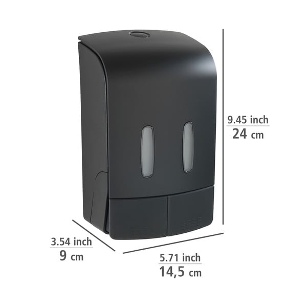 Dispenser di sapone in plastica nero da parete 0,96 l Tartas - Wenko-image-2