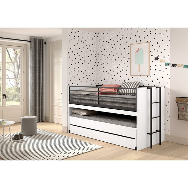 Letto da bambini a castello/estraibile bianco con scrivania con rete inclusa 90x200 cm Sam – Vipack-image-4