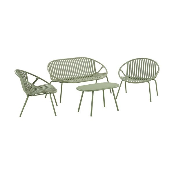 Set di mobili da giardino verde in plastica per 4 persone Saly – House Nordic-image-1