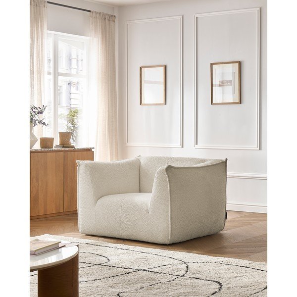 Poltrona beige con rivestimento in bouclé Giorgia – Bobochic Paris-image-1