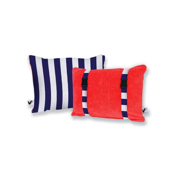 Oboustranný ručně vyrobený plážový polštář Origama Tomato Stripes, 20 x 30 cm