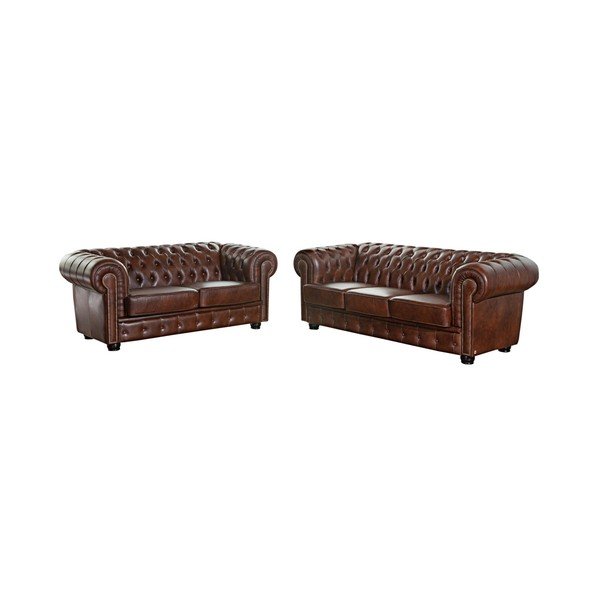 Divano in pelle marrone, 200 cm Norwin - Max Winzer-image-1