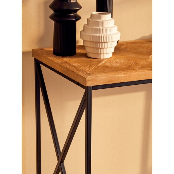 Tavolo consolle di colore naturale in abete massiccio 48x120 cm Kickford – Premier Housewares-image-4