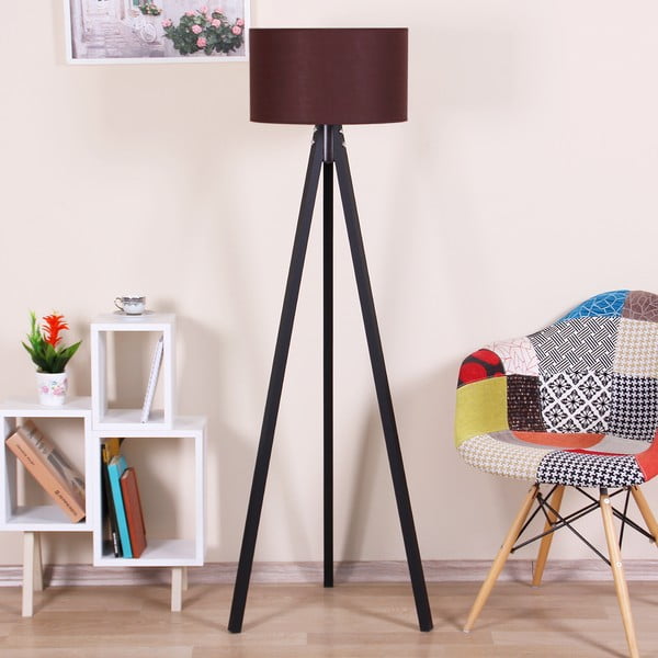 Černá volně stojící lampa s hnědým stínítkem lampa Kate Louise Siyah