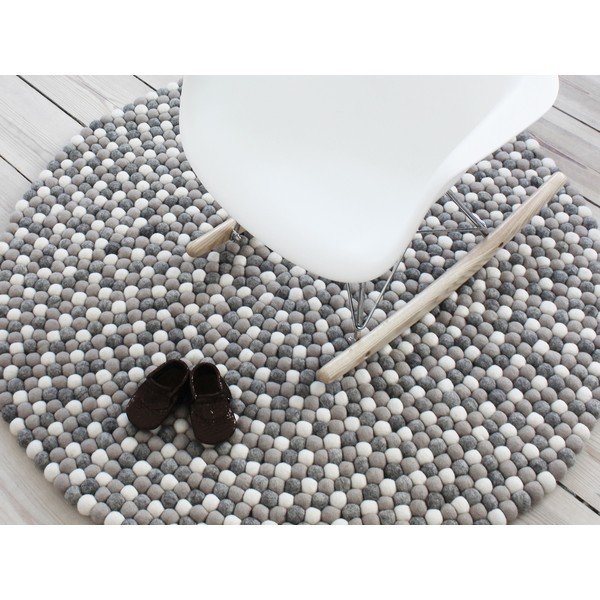 Tappeto in lana grigio chiaro, ⌀ 120 cm Ball Rugs - Wooldot-image-2