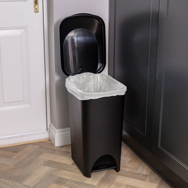 Bidone a pedale in plastica nera 40 l - Addis-image-4