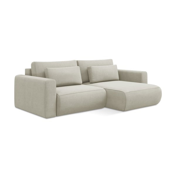Divano angolare beige allungabile/con contenitore (con penisola a destra/con chaise lounge) Kapua – Makamii-image-1