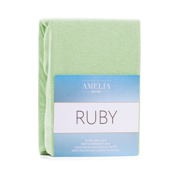 Lenzuolo con angoli verde chiaro per letto matrimoniale Siesta, 200/220 x 200 cm Ruby - AmeliaHome-image-1