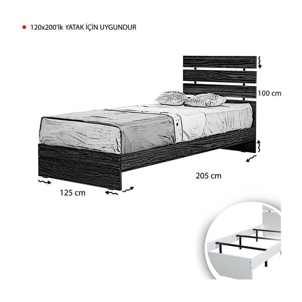 Letto singolo in colore naturale 120x200 cm Fuga - Kalune Design-image-3