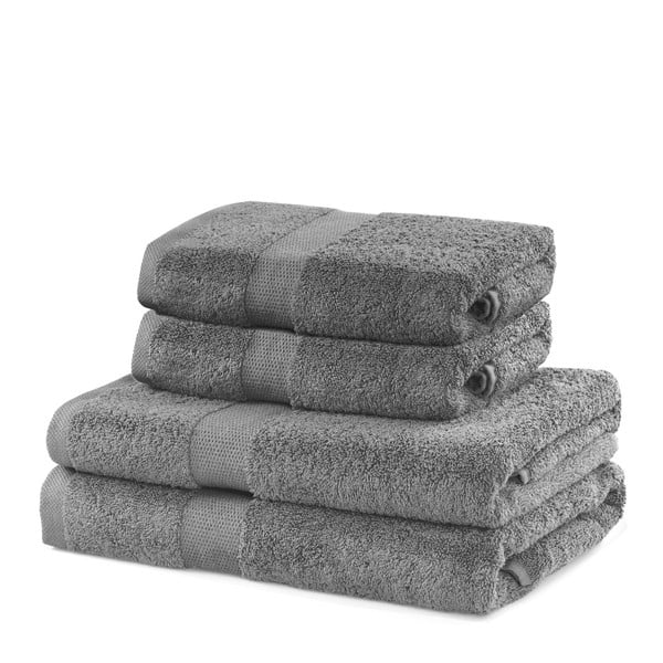 Asciugamani e teli da bagno in spugna di cotone grigio in un set di 4 pezzi Marina - DecoKing