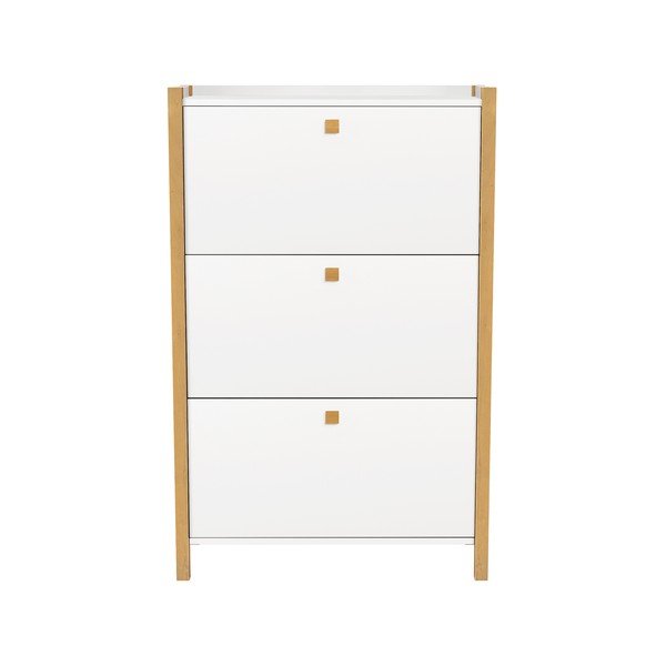 Scarpiera bianca a 3 ante battenti Hannover - Woodman-image-2