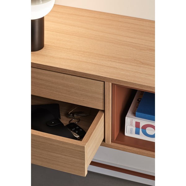 Consolle rosso mattone con impiallacciatura in rovere Yoko - Teulat-image-2