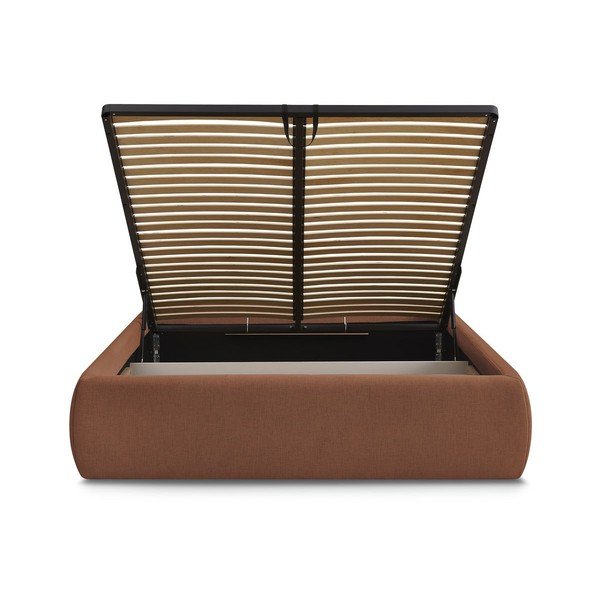 Letto matrimoniale imbottito arancione con contenitore/senza testiera con rete inclusa 160x200 cm Inera – Bobochic Paris-image-4