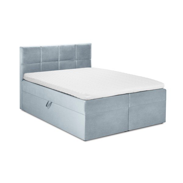 Letto matrimoniale in velluto blu pallido Mimicry, 160 x 200 cm - Mazzini Beds