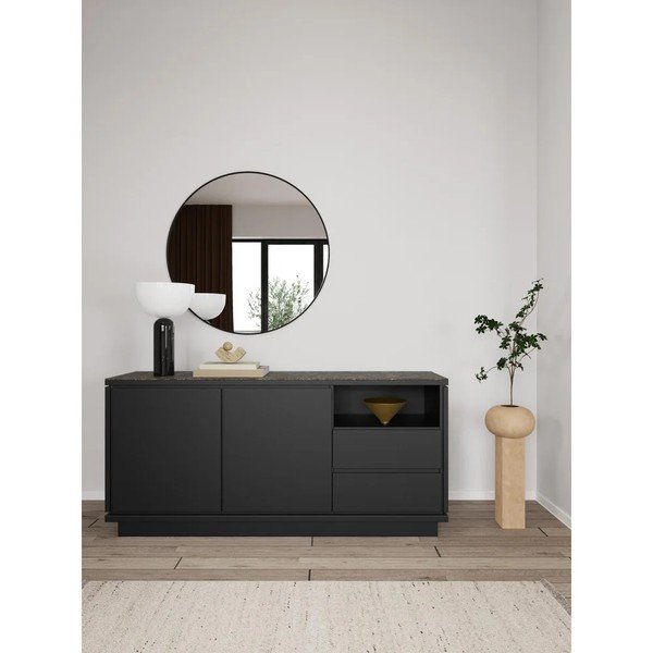Credenza nera in MDF 160x75x40 cm Tribeca – Actona-image-1