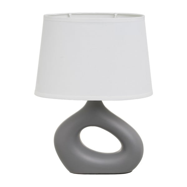 Lampada da tavolo in ceramica bianco-grigia con paralume in tessuto (altezza 30 cm) - Casa Selección