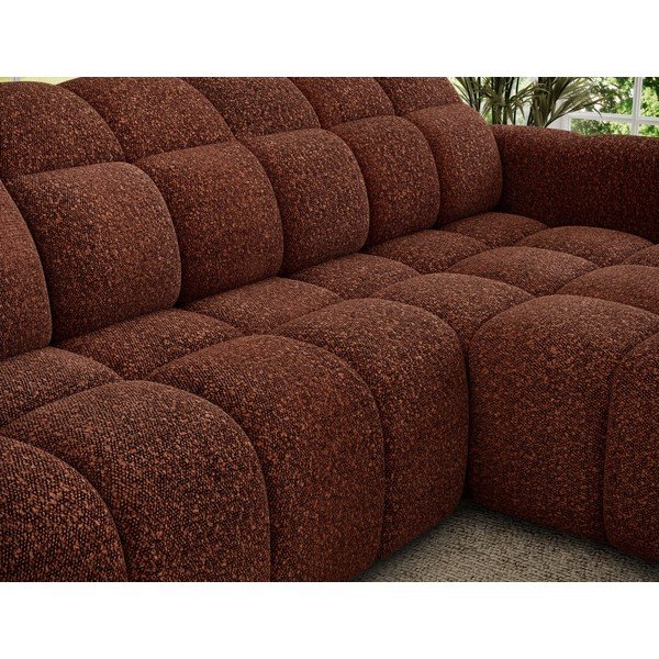 Divano angolare rosso (con penisola a destra/con chaise lounge) con rivestimento in bouclé Fanito – ELTAP-image-4