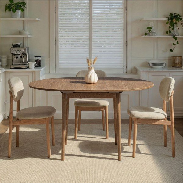 Tavolo da pranzo rotondo con effetto rovere allungabile con estensione ø 100 cm Viona – Kalune Design-image-3