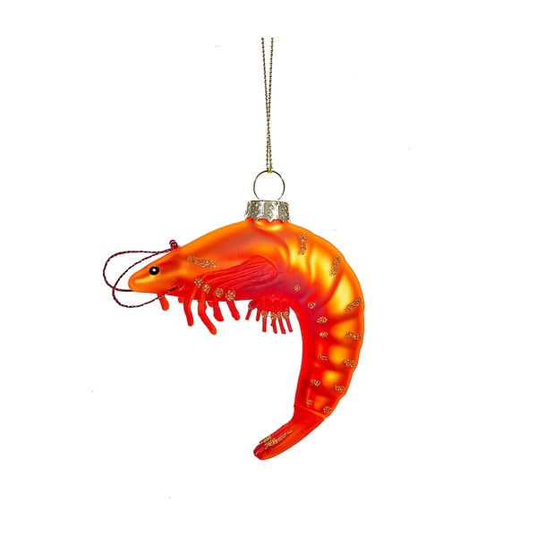Decorazione per albero di natale in vetro fatta a mano 8 cm King Prawn – Sass & Belle