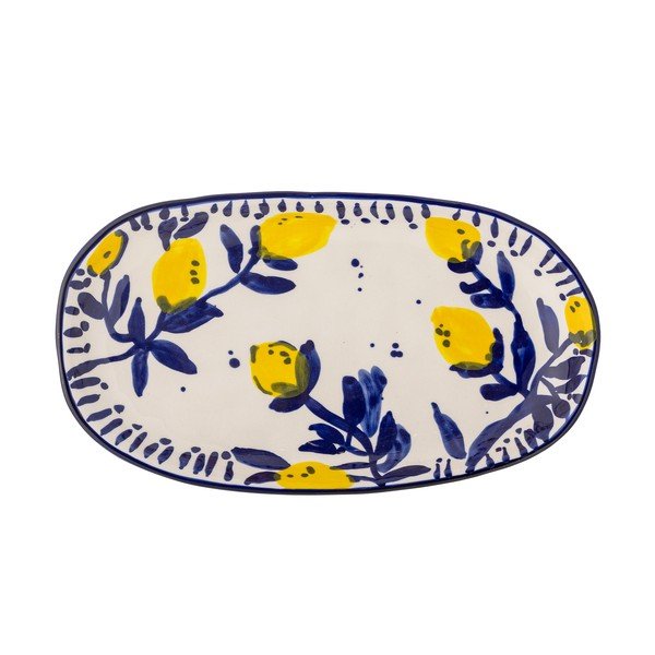 Piatto da portata bianco/blu in gres Maxima – Bloomingville