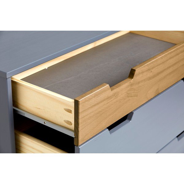 Cassettiera grigia in legno di pino massiccio, altezza 82 cm Baku - Marckeric-image-1