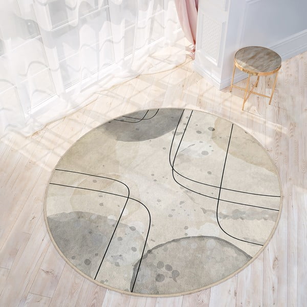 Tappeto rotondo beige lavabile ø 150 cm Simple Lines – Mila Home-image-3