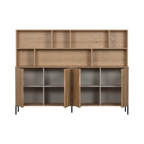 Libreria di colore naturale con effetto rovere 200x150x44 cm Gravure – WOOOD-image-2