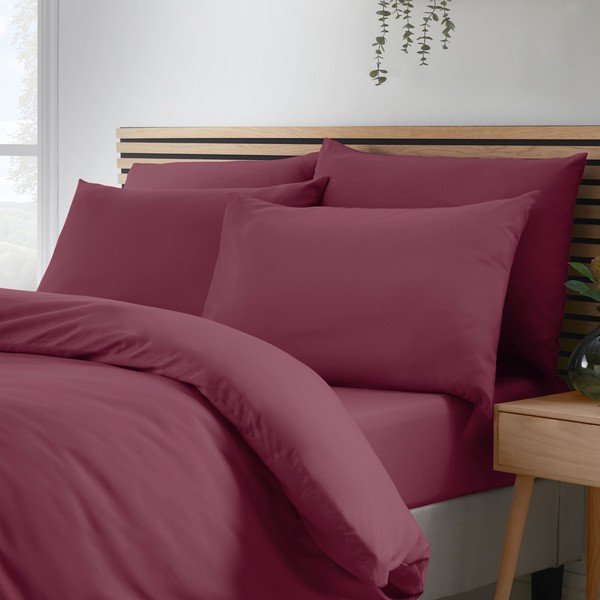Set copripiumino e federa burgundy per letto singolo 135x200 cm So Soft Non Iron – Catherine Lansfield-image-2