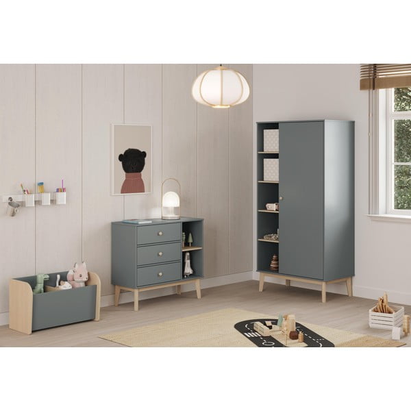 Armadio per bambini verde polveroso 90x180x52 cm Esteban – Marckeric-image-1