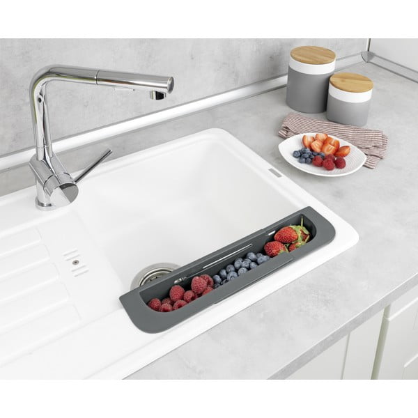 Scolapiatti allungabile per lavello grigio in plastica 49,5x8,5 cm Fino – Wenko-image-3