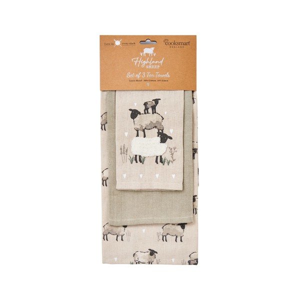 Set di strofinacci in misto lino 3 pz 45x65 cm Highland Sheep – Cooksmart ®